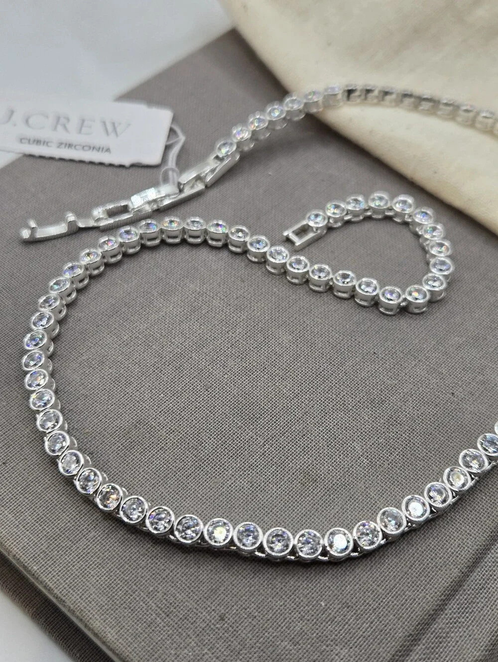 J. Crew Round Cubic Zirconia Bezel-Set Tennis Choker Necklace 16